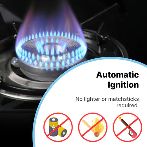 Gas Stove 2 Burners with Premium Gas Saver Brass Burners | Automatic Ignition 2 Burner Gas Stove | 6mm Toughened Glass Gas Chulha | LPG Gas Stove | ISI Certified | 1 Yr Warranty